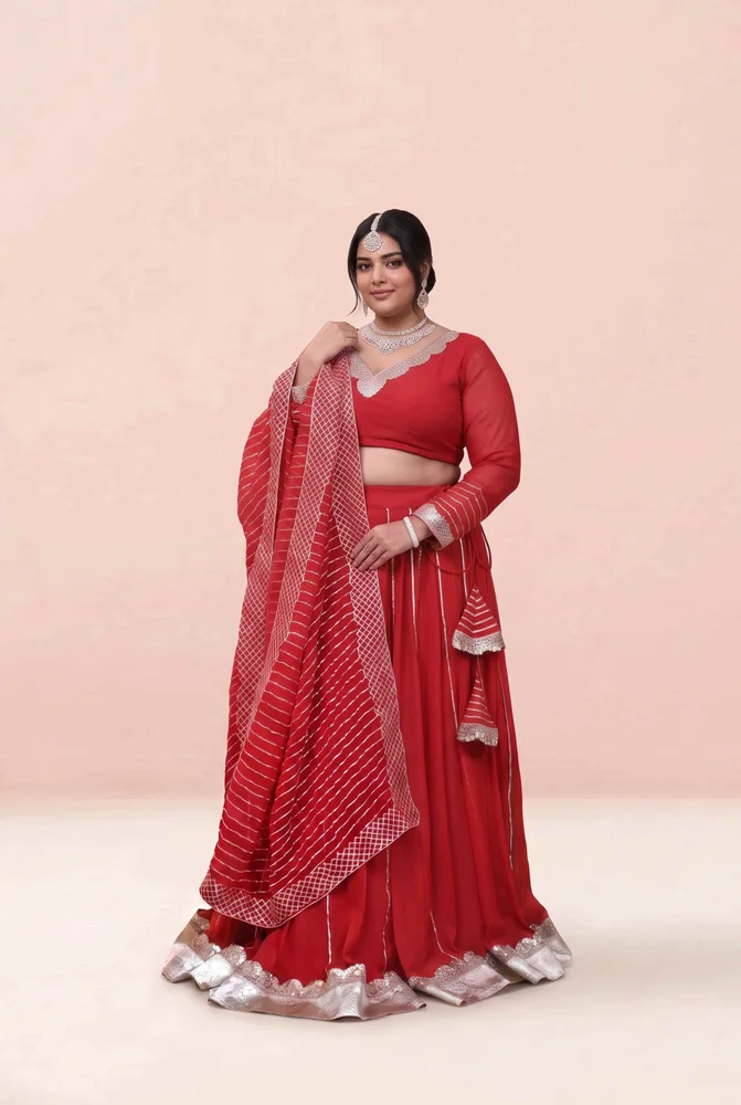 Sukhmani Red Georgette Lehanga Set
