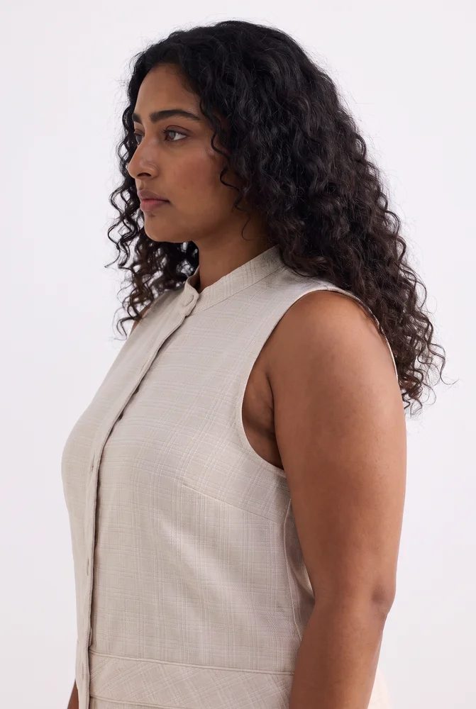 The Cotton Tweed Shift Dress in Cream 3