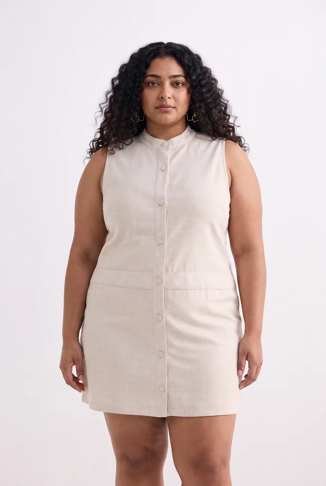 The Cotton Tweed Shift Dress in Cream 5