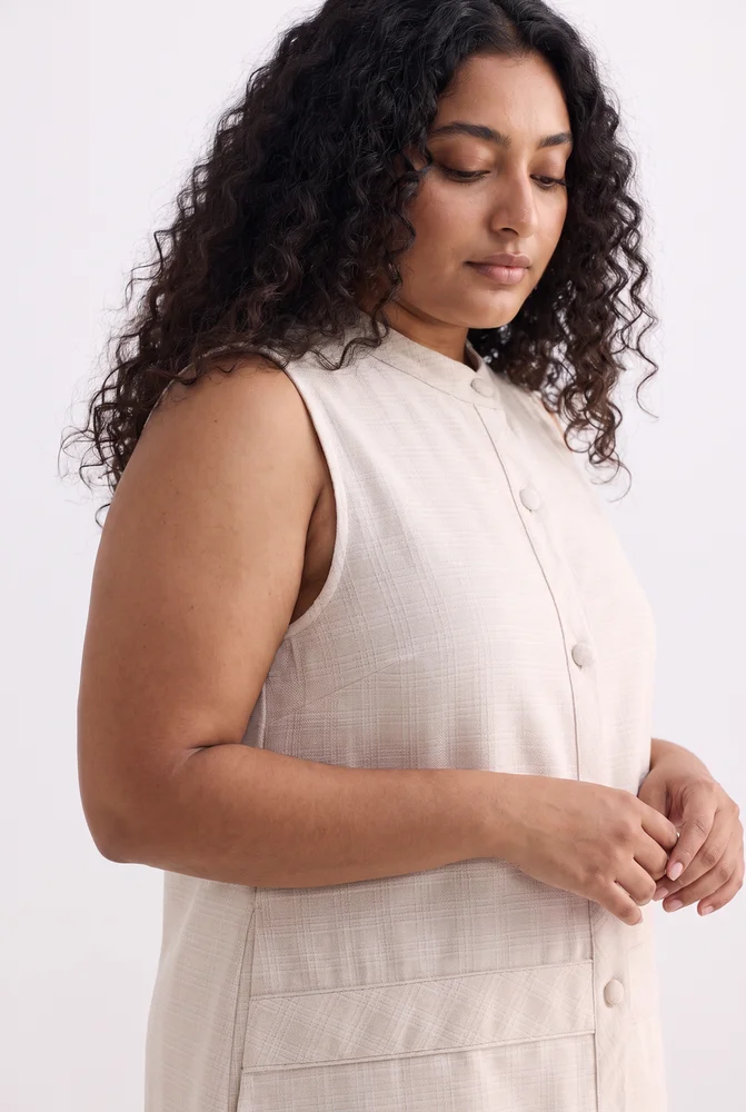 The Cotton Tweed Shift Dress in Cream 4
