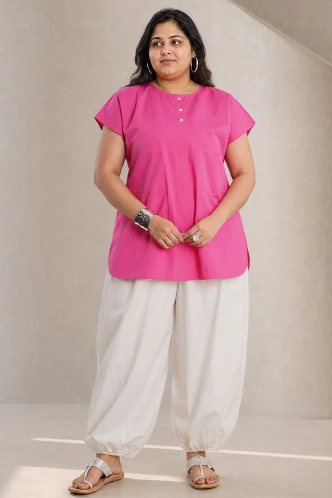 NIA TOP WITH VEDA PANTS (Pink & White)