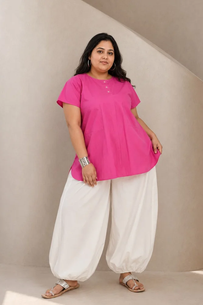 NIA TOP WITH VEDA PANTS (Pink & White) 3