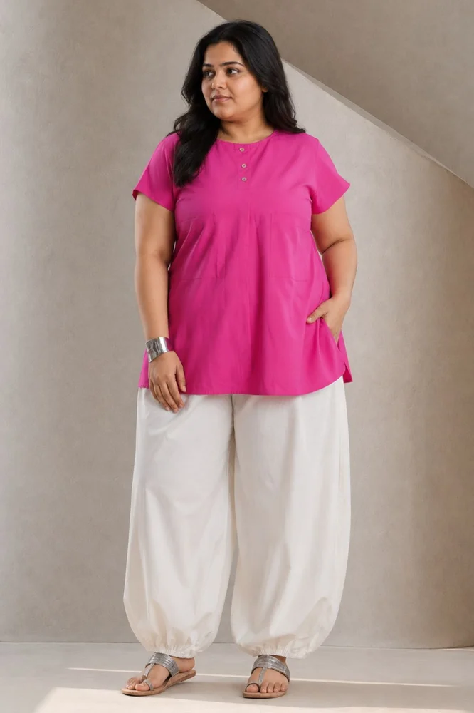 NIA TOP WITH VEDA PANTS (Pink & White) 2