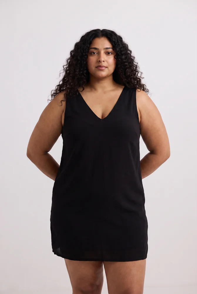 Midnight Muse V-neck Short Dress in Black 4
