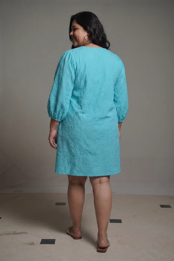 Summer Shift Embroidered Turquoise Dress 5