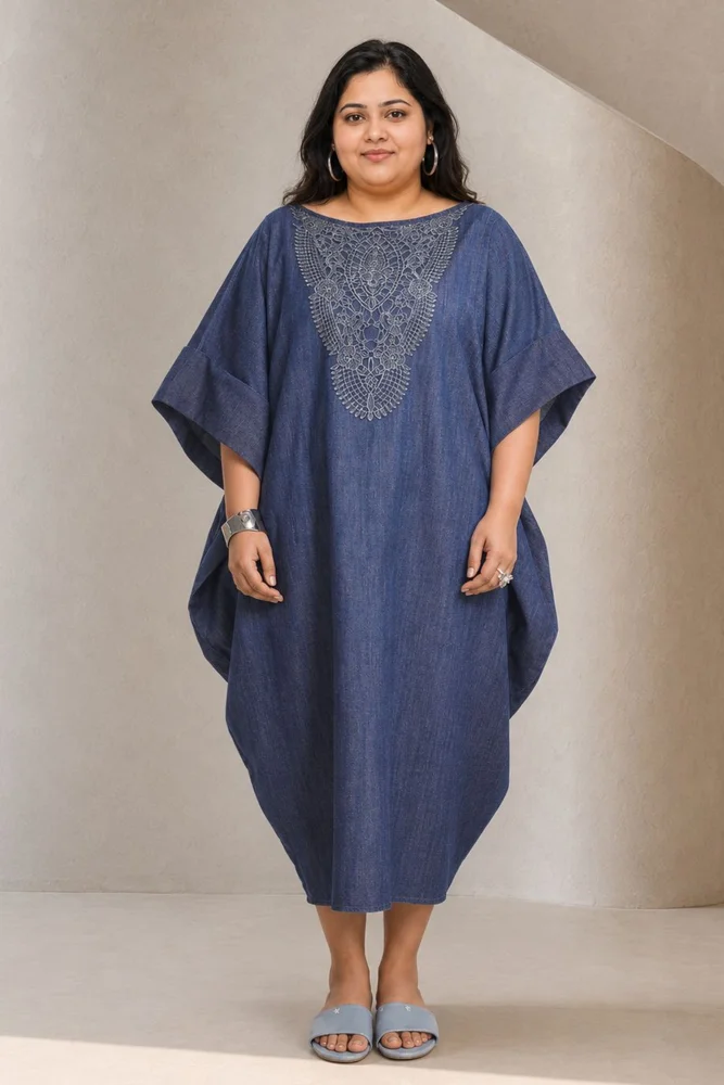 70s KAFTAN- DENIM&LACE 4