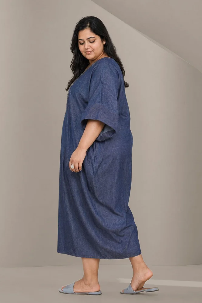 70s KAFTAN- DENIM&LACE 5
