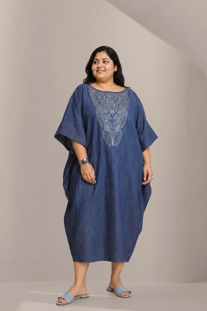 70s KAFTAN- DENIM&LACE 2