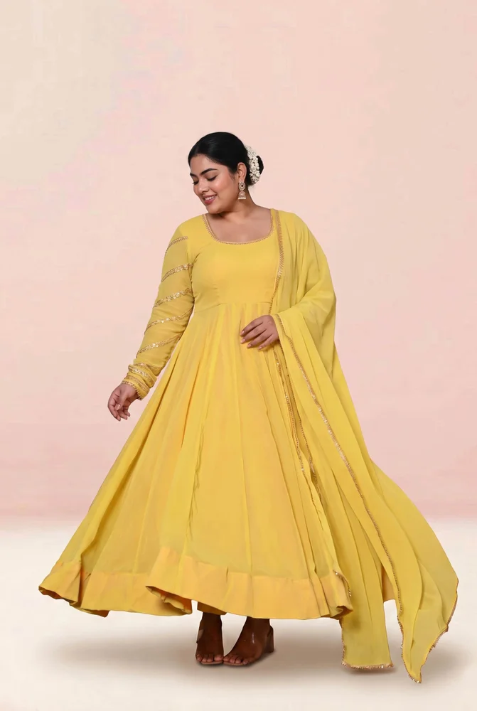 Viti yellow anarkali set 2