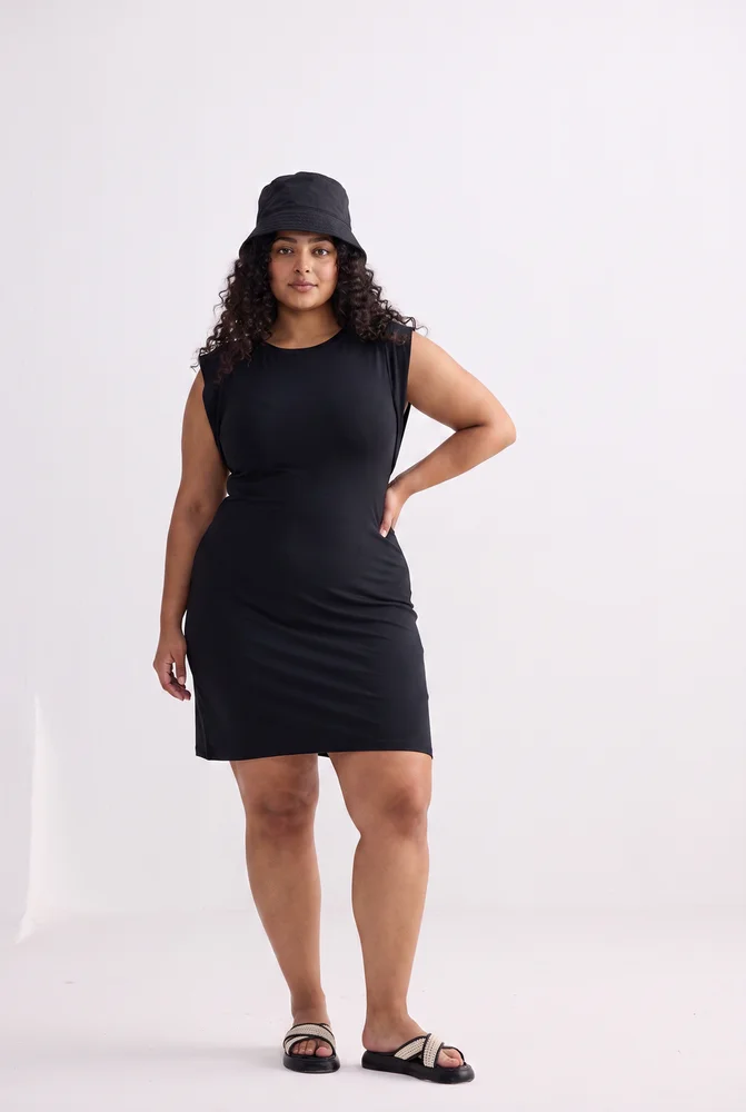 Muscle Tee Short Dress in Black 2