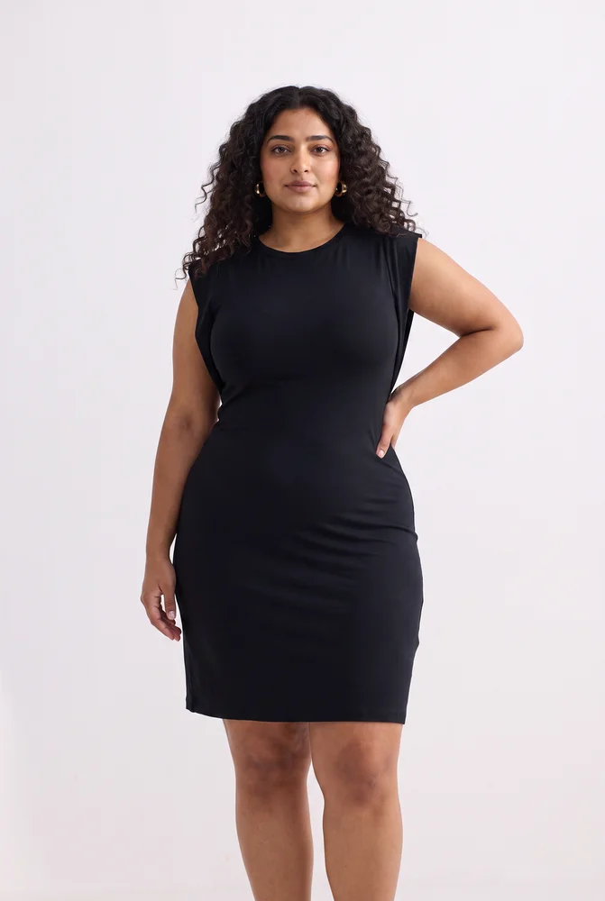 Muscle Tee Short Dress in Black