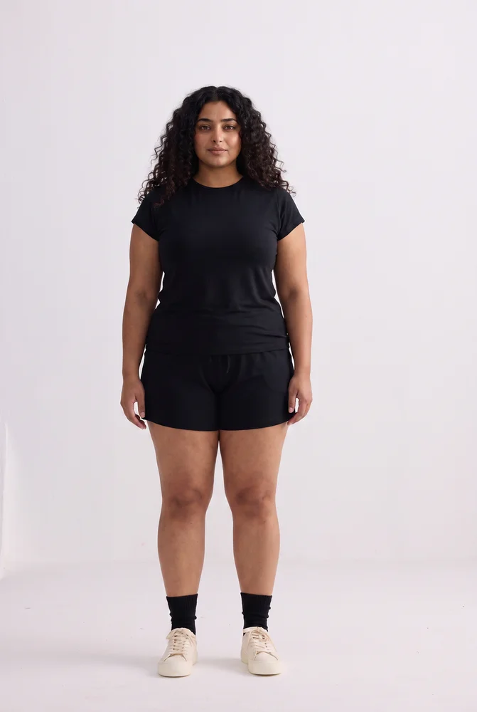 Essential Short Sleeve Tee Set in Black