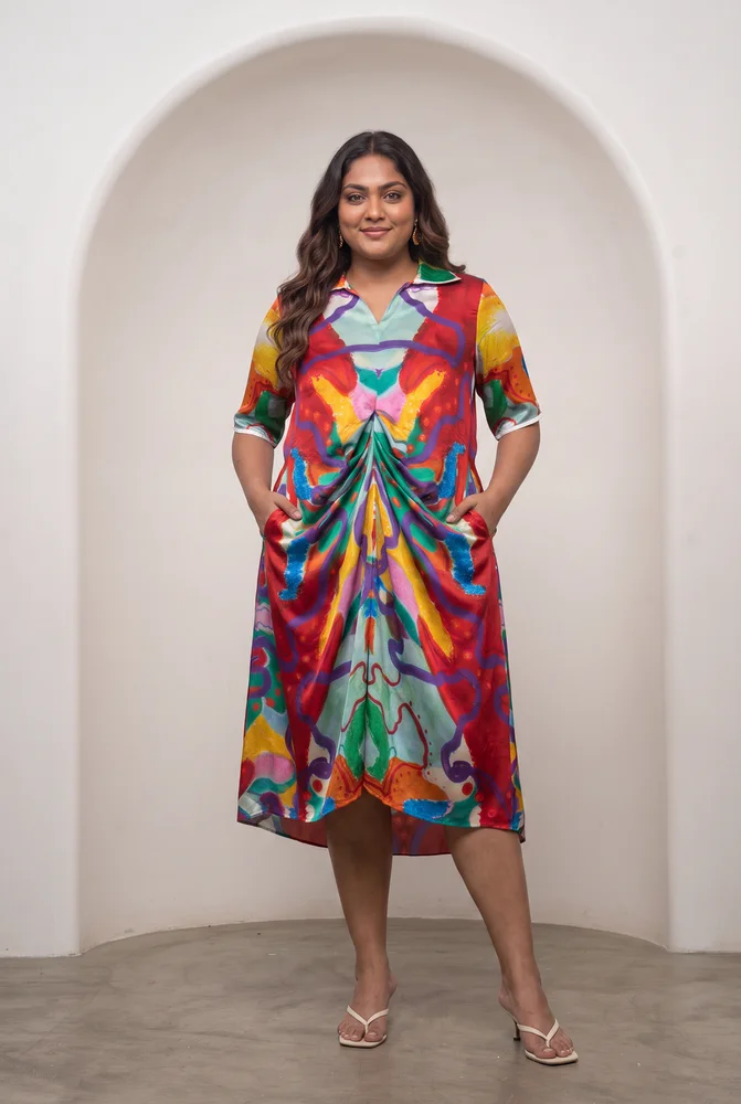 Alya Draped Shirt Dress
