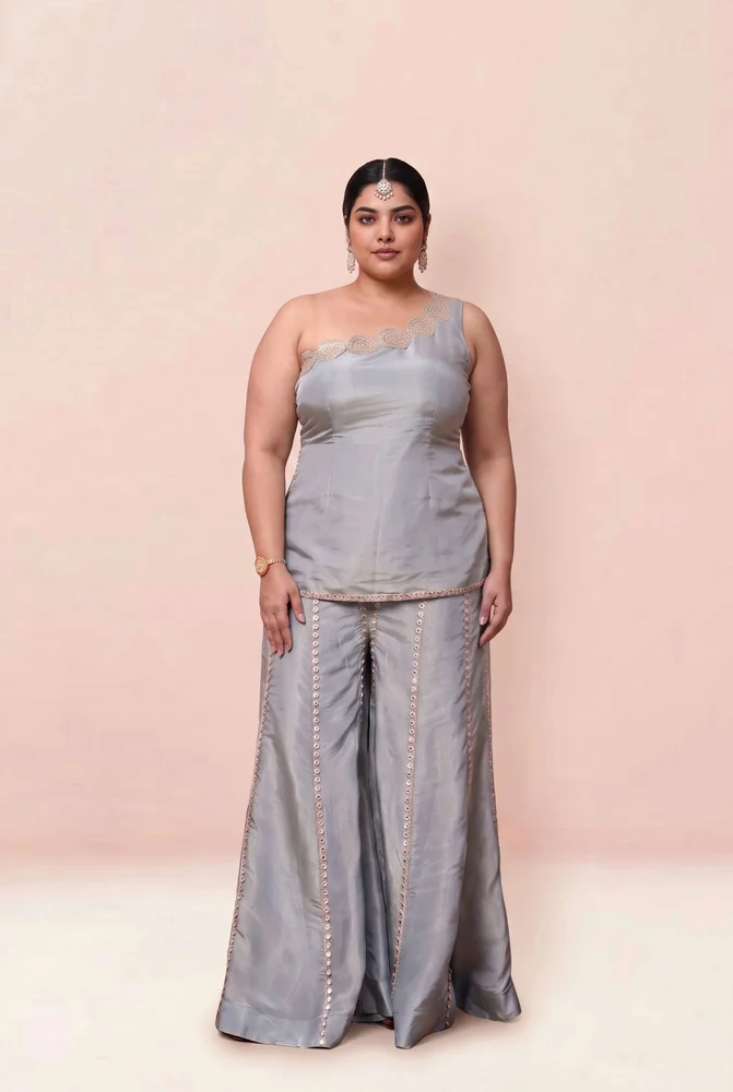 Asma Cosmo One Shoulder Sharara Set