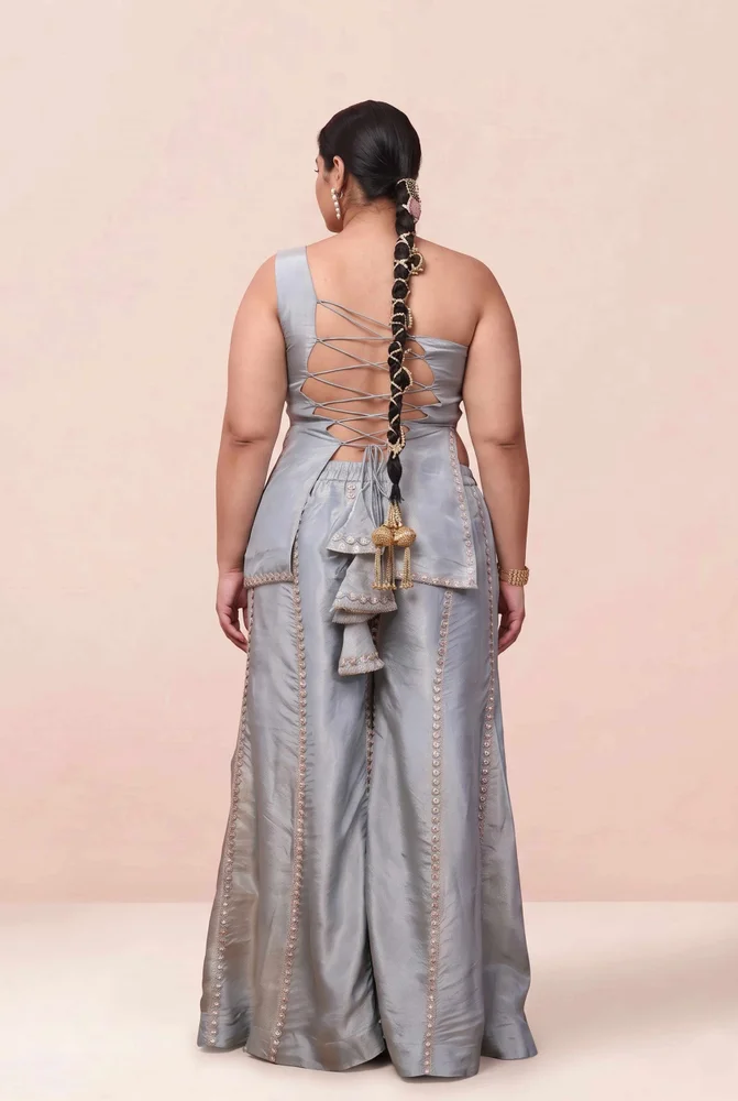 Asma Cosmo One Shoulder Sharara Set 5