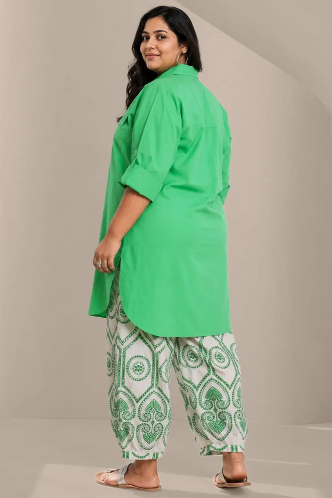 HIBA CO-ORD SET apple green with embroidered pants 4
