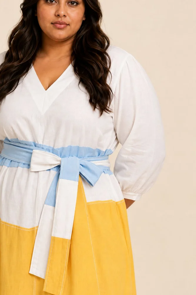 Sahar - Multi Panelled Long Dress with Belt 3