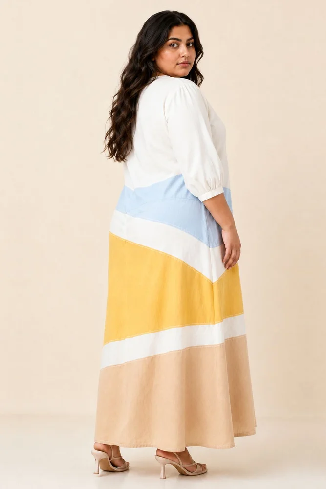 Sahar - Multi Panelled Long Dress with Belt 2
