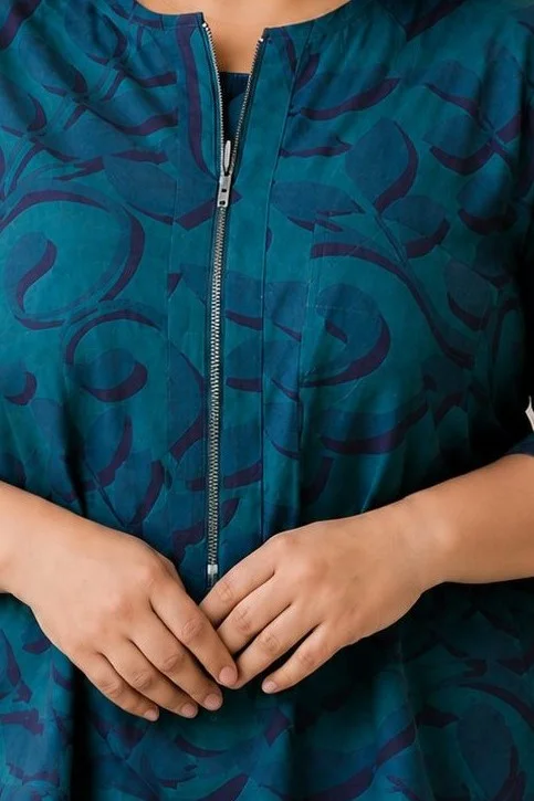 MONACO Teal Tapestry Print Shirt Dress 5