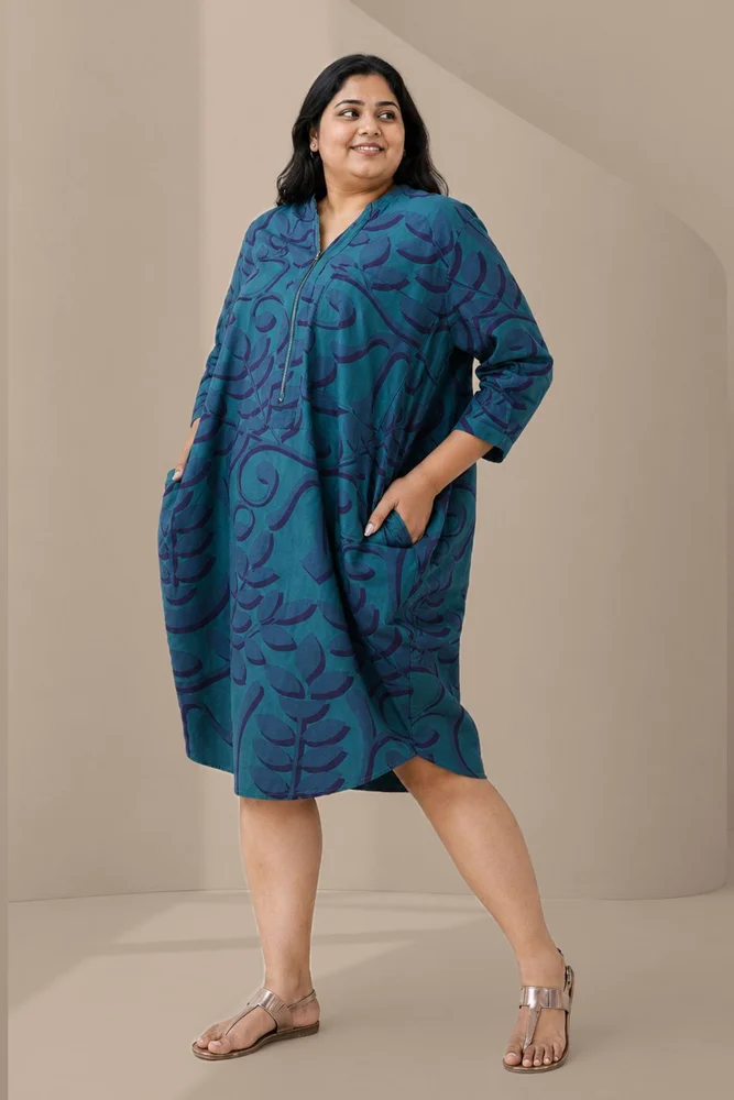 MONACO Teal Tapestry Print Shirt Dress 2