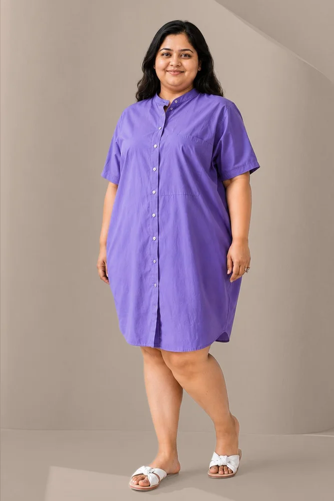 MALIBU Purple Balloon Shirt Dress