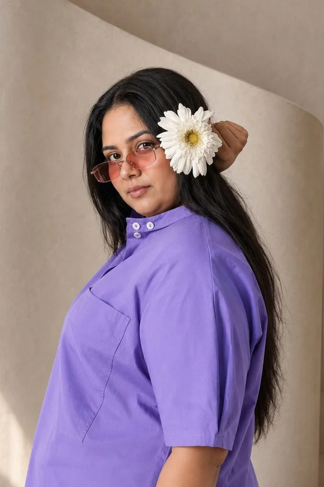 MALIBU Purple Balloon Shirt Dress 4