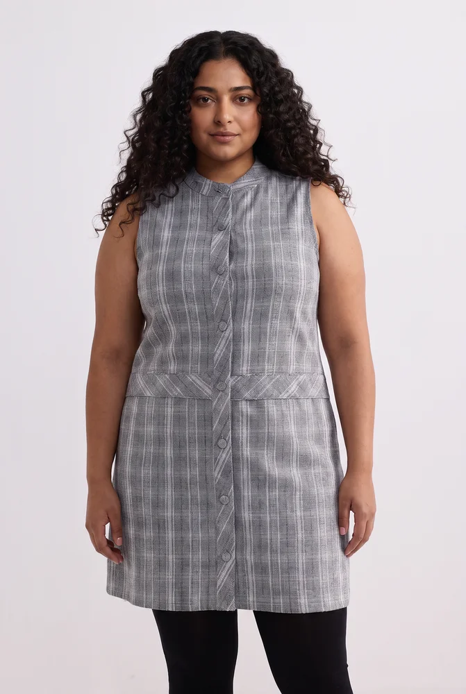 The Cotton Tweed Shift Dress in Grey 4