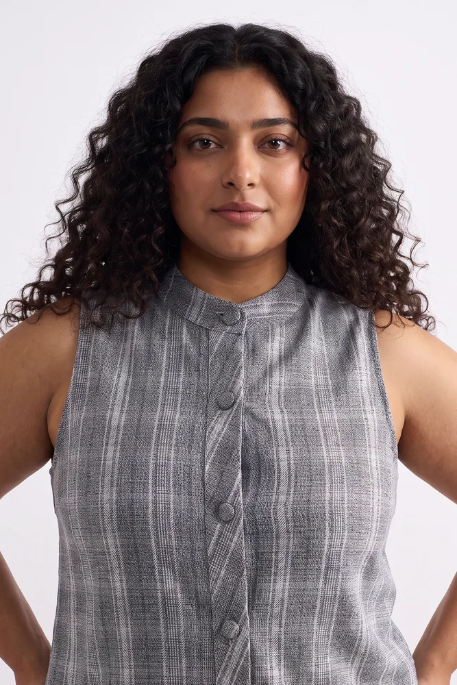 The Cotton Tweed Shift Dress in Grey 3