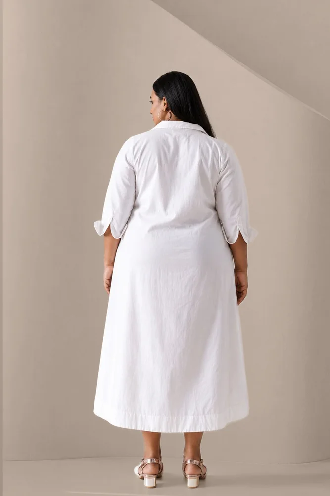 VINESSA White High Low Shirt Dress 5