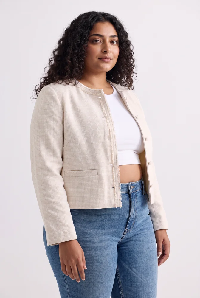 Lady Jacket in Cream Cotton Tweed 3