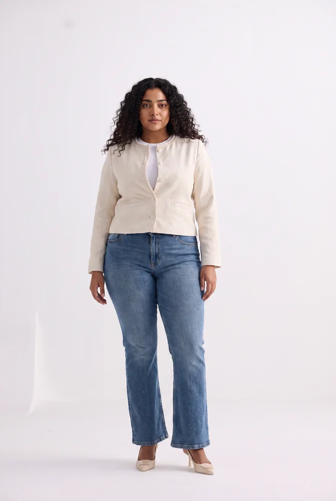 Lady Jacket in Cream Cotton Tweed 5
