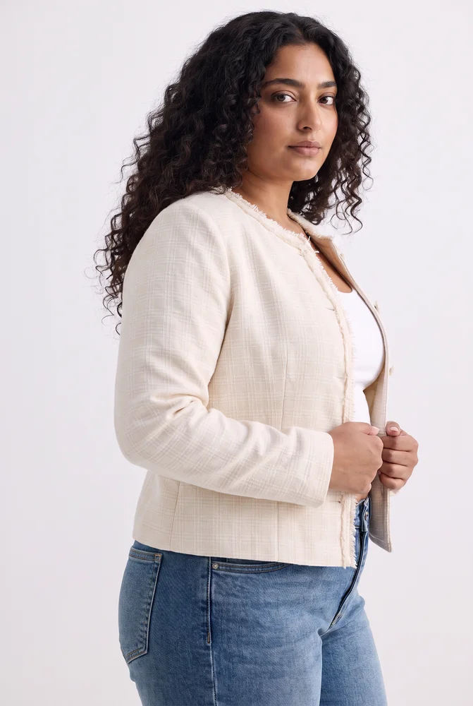 Lady Jacket in Cream Cotton Tweed 2