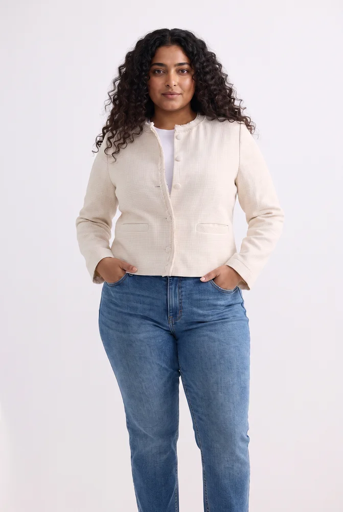 Lady Jacket in Cream Cotton Tweed