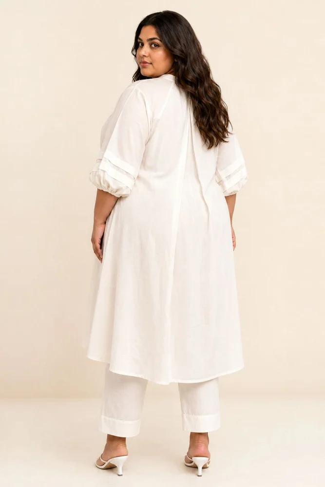 White Suvi Set - Embroidered Tunic + Pants 2