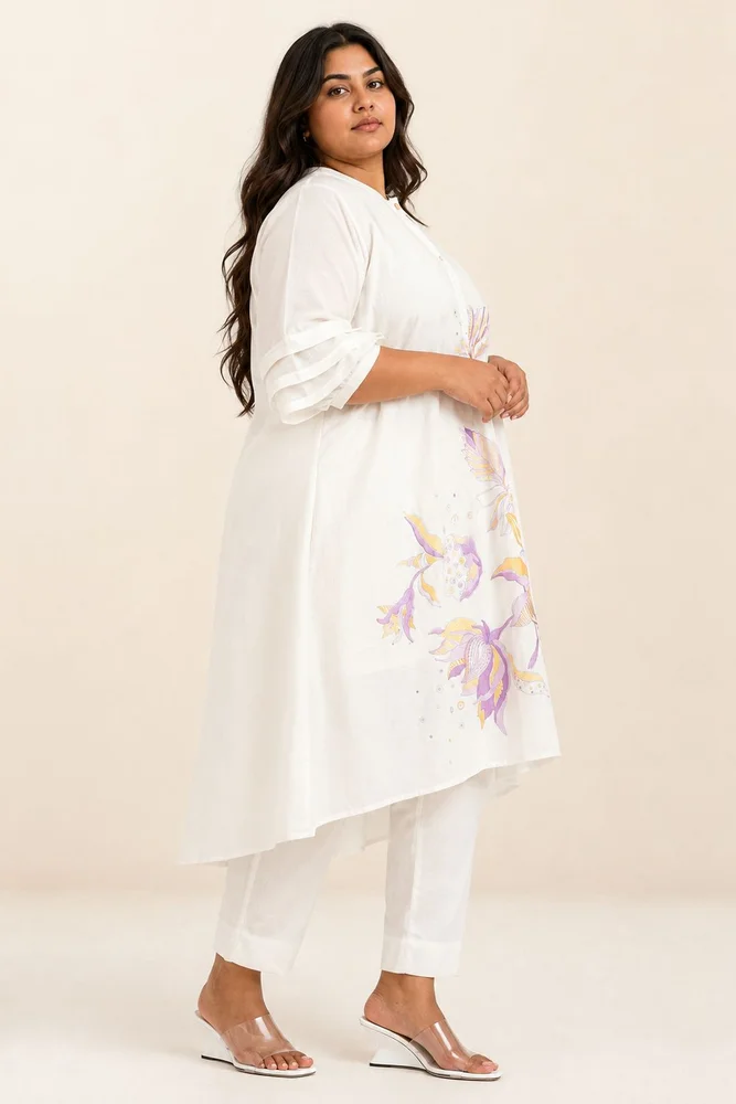 White Suvi Set - Embroidered Tunic + Pants 5