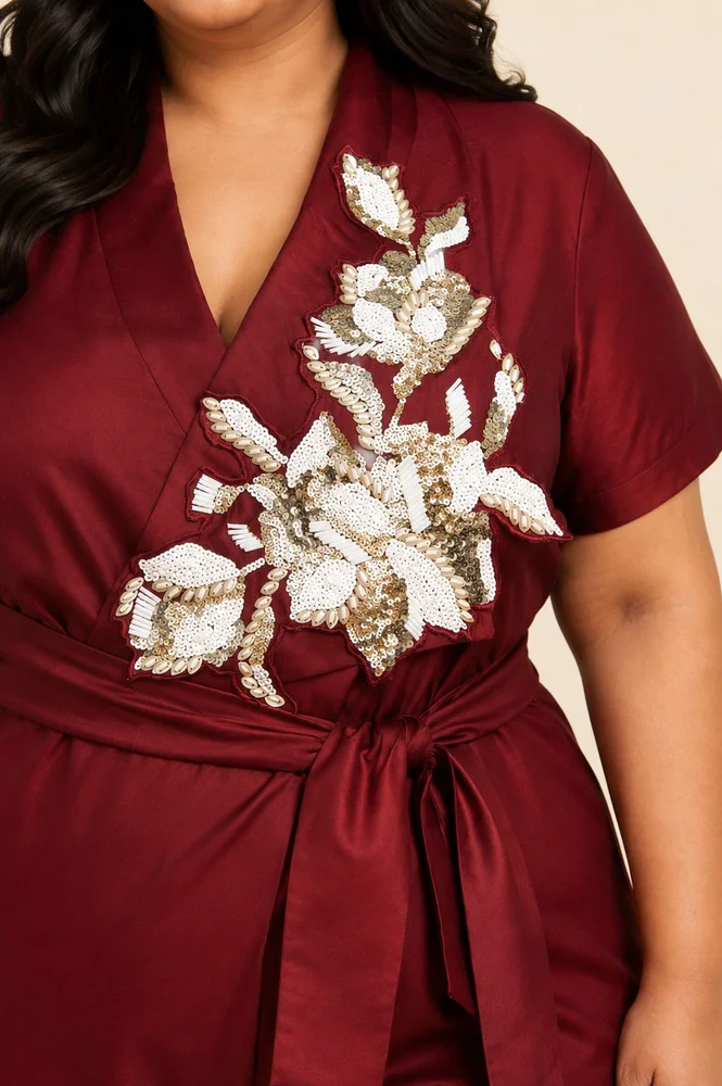 Ravena - Floral Broach Long Wrap Dress 4