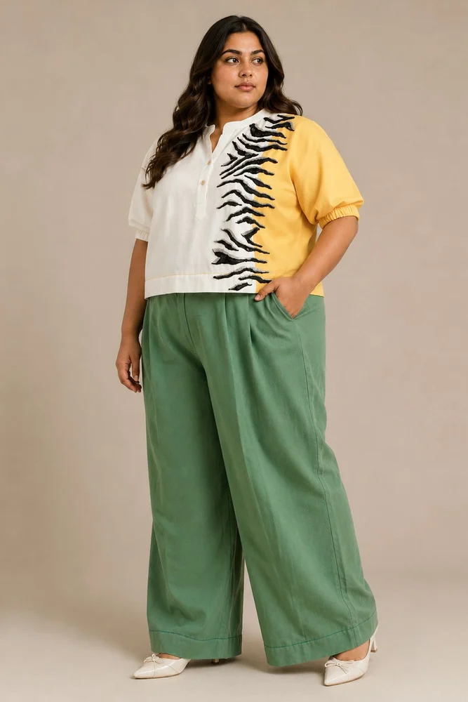 White Terra - Tiger Top + Pleated Long Pants 3