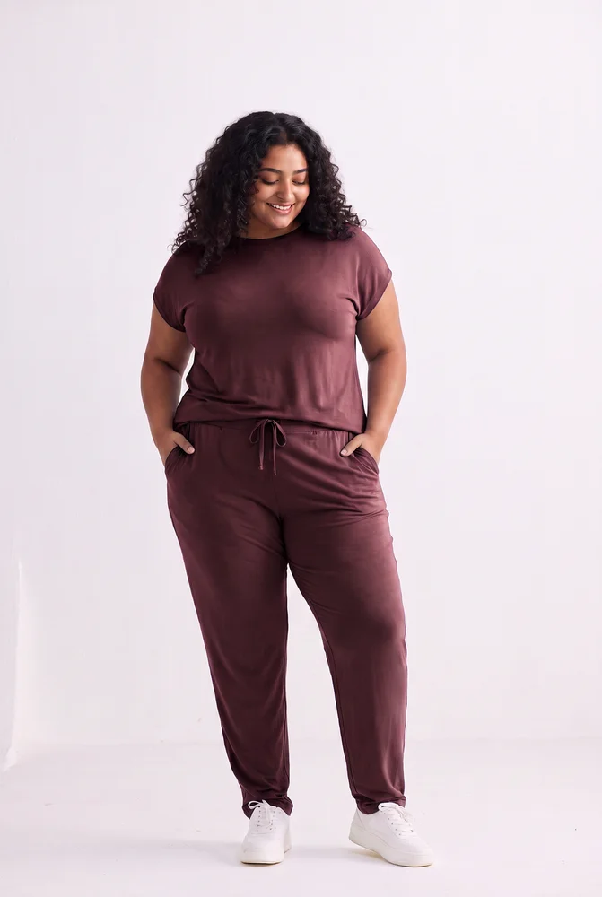 Relaxed Tee Set in Merlot