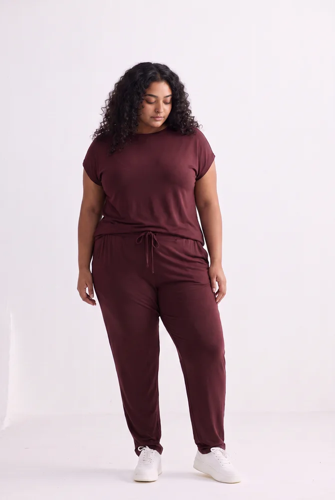 Relaxed Tee Set in Merlot 3