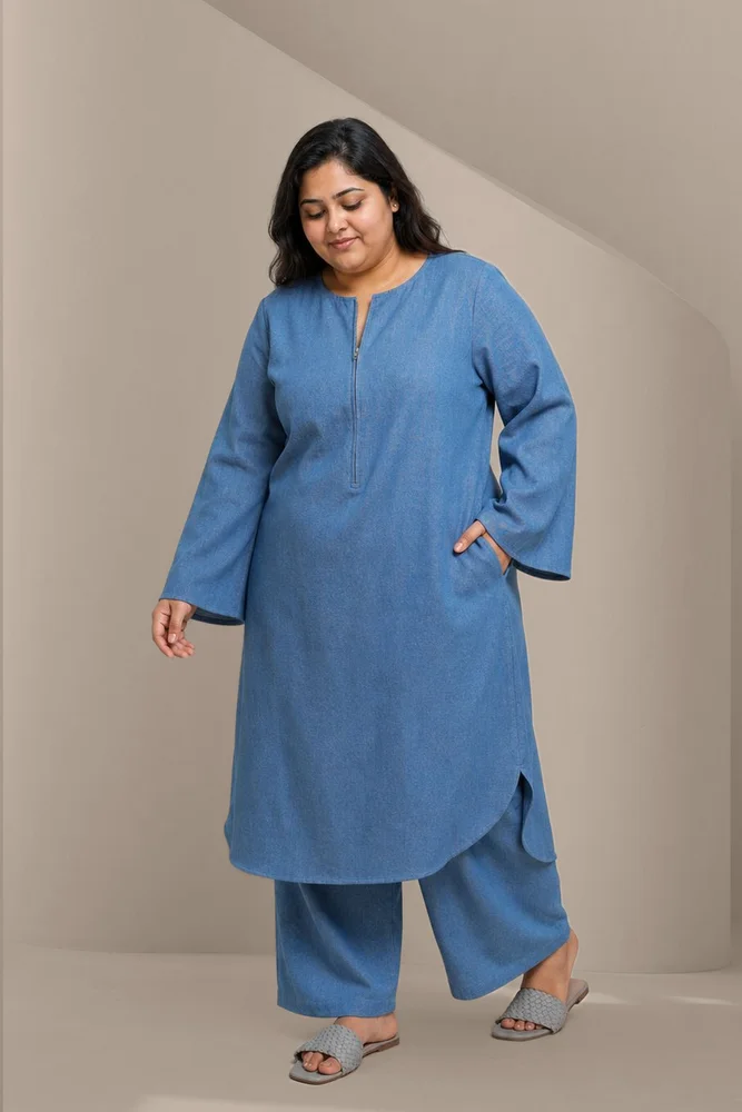 AALYA Medium Blue Denim Co-Ord Set 3