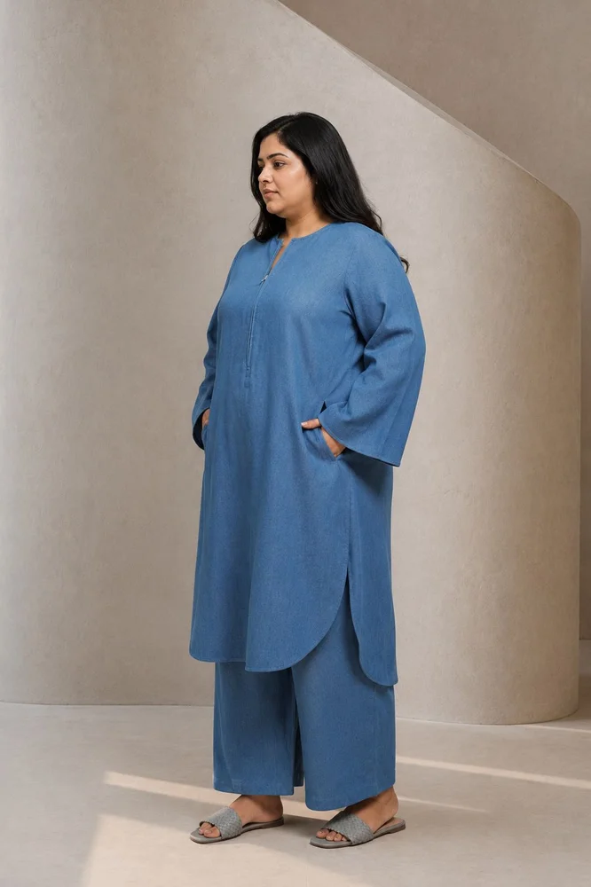 AALYA Medium Blue Denim Co-Ord Set 2