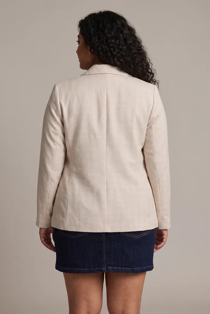 Fitted Cotton Tweed Jacket in Cream 5