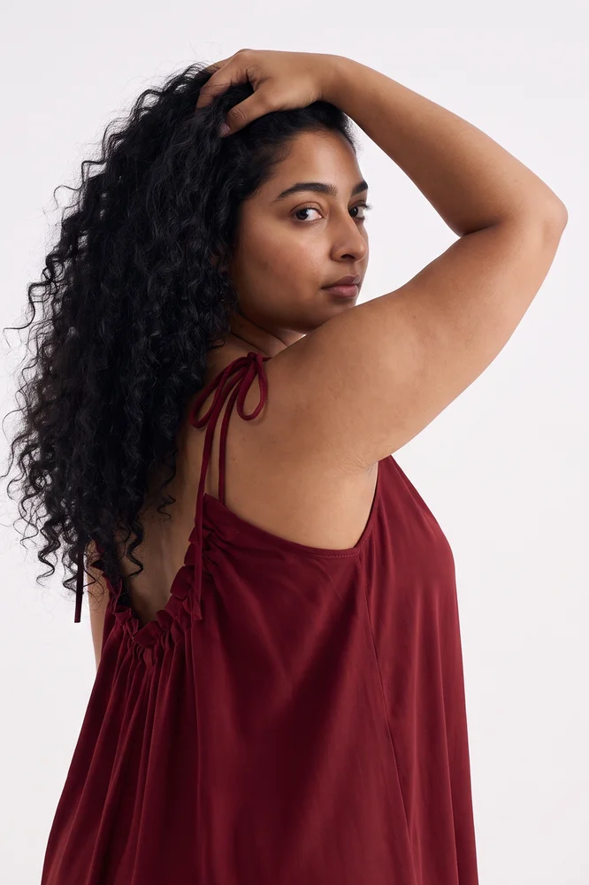 One-shoulder Maxi dress in Burgundy 3